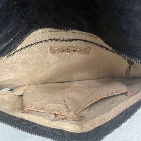 Matt&Nat Black Vegan Large Enveloppe Clutch Zipper Trim Shoulder Satchel handBag - Picture 5 of 15